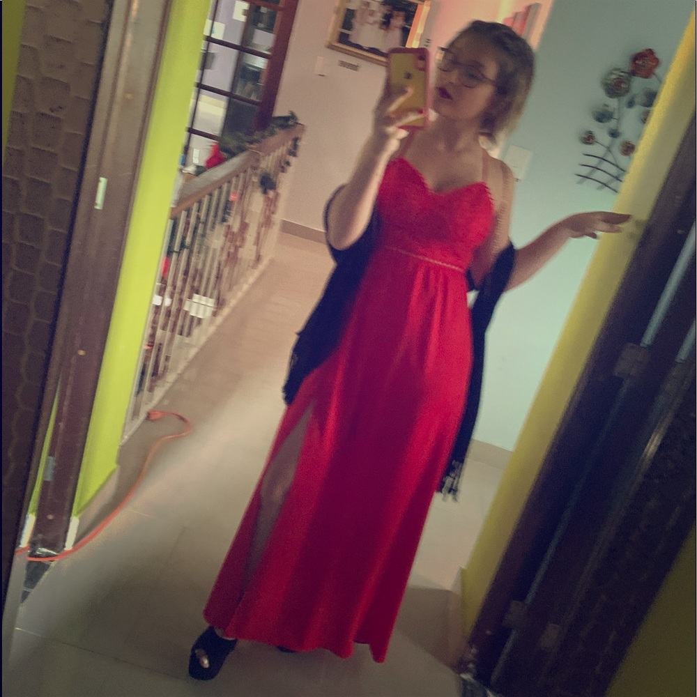 Red long dress
